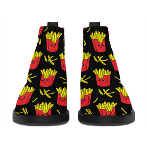 Cartoon French Fries Pattern Print Flat Ankle Boots