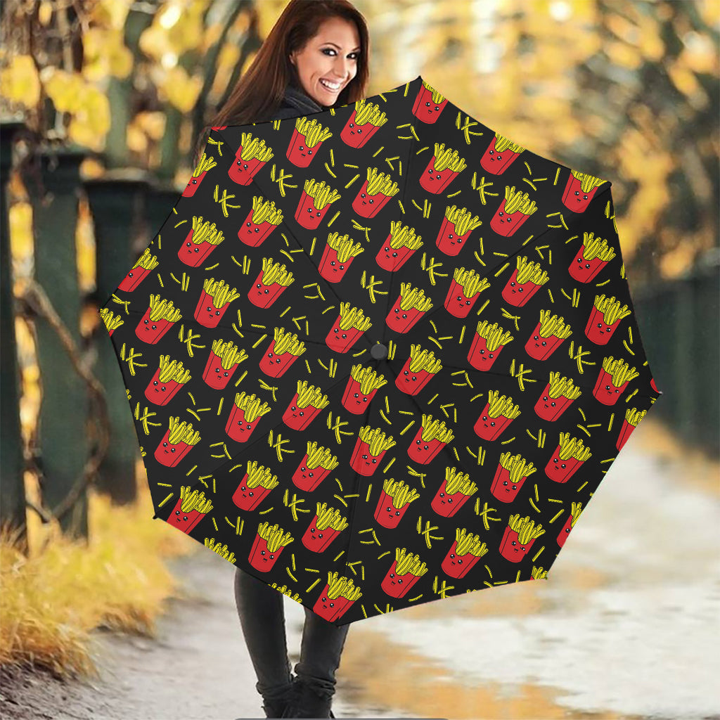 Cartoon French Fries Pattern Print Foldable Umbrella