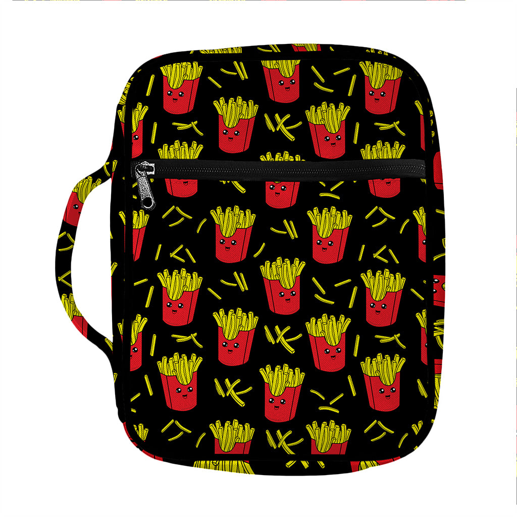 Cartoon French Fries Pattern Print Front Pocket Bible Bag