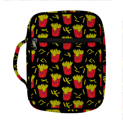 Cartoon French Fries Pattern Print Front Pocket Bible Bag