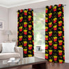 Cartoon French Fries Pattern Print Grommet Curtains