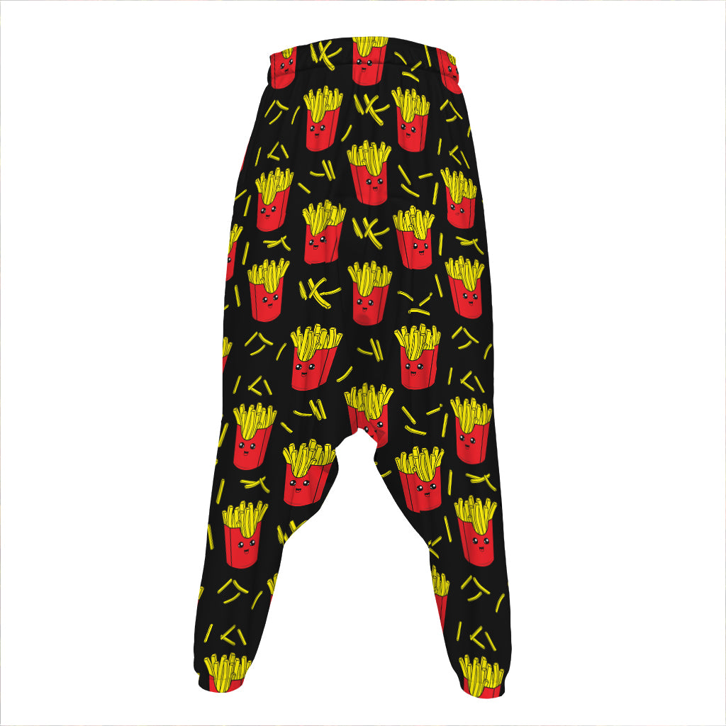 Cartoon French Fries Pattern Print Hammer Pants