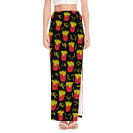 Cartoon French Fries Pattern Print High Slit Maxi Skirt