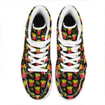 Cartoon French Fries Pattern Print High Top Leather Sneakers