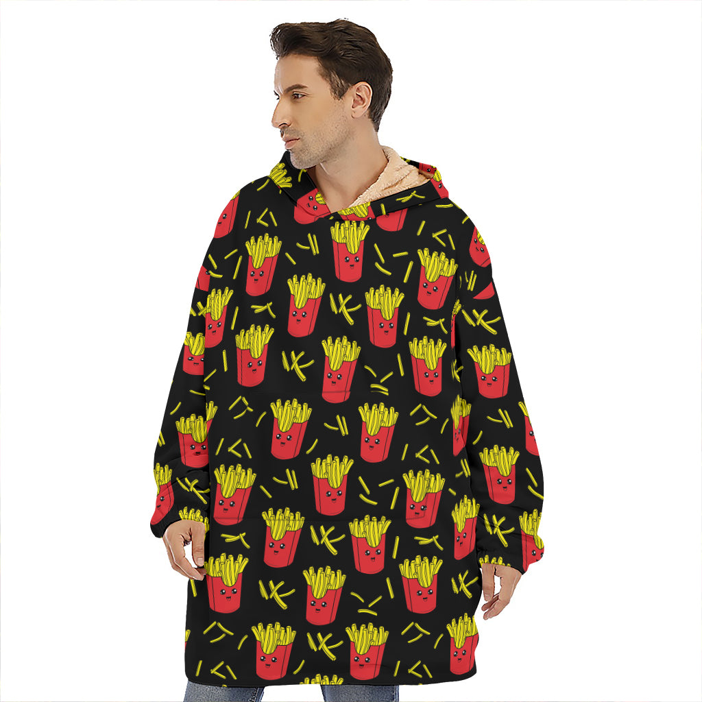 Cartoon French Fries Pattern Print Hoodie Blanket