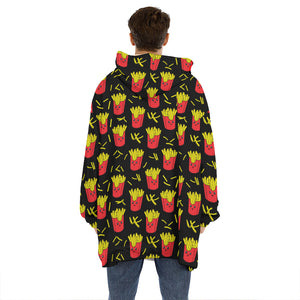 Cartoon French Fries Pattern Print Hoodie Blanket