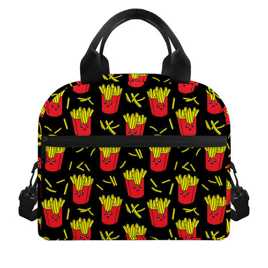 Cartoon French Fries Pattern Print Insulated Lunch Bag
