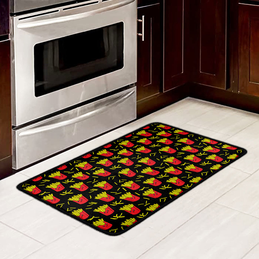 Cartoon French Fries Pattern Print Kitchen Mat