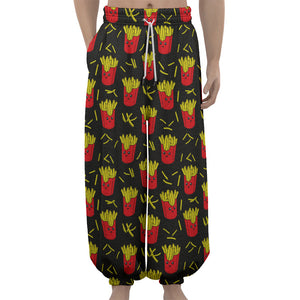 Cartoon French Fries Pattern Print Lantern Pants