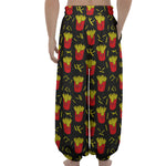 Cartoon French Fries Pattern Print Lantern Pants