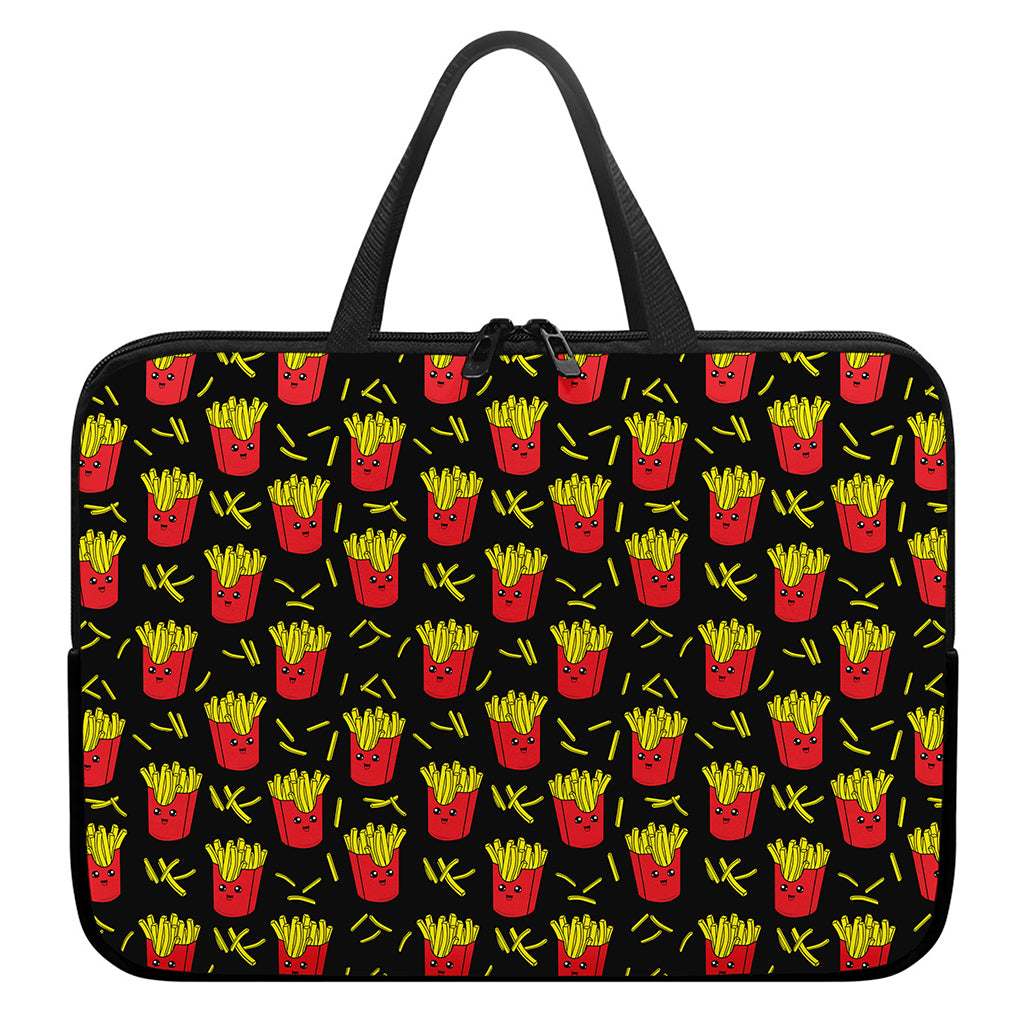Cartoon French Fries Pattern Print Laptop Sleeve With Handle