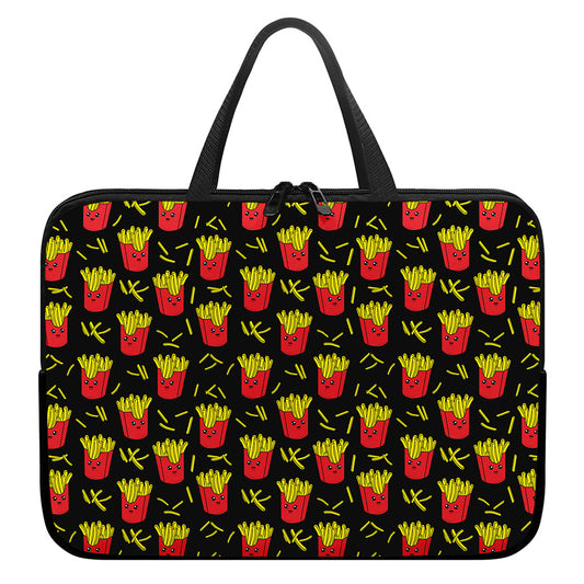 Cartoon French Fries Pattern Print Laptop Sleeve With Handle