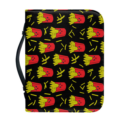 Cartoon French Fries Pattern Print Leather Bible Cover