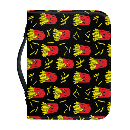 Cartoon French Fries Pattern Print Leather Bible Cover