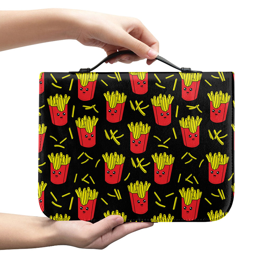Cartoon French Fries Pattern Print Leather Bible Cover