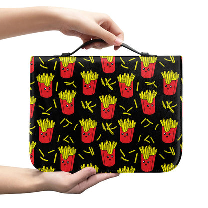 Cartoon French Fries Pattern Print Leather Bible Cover