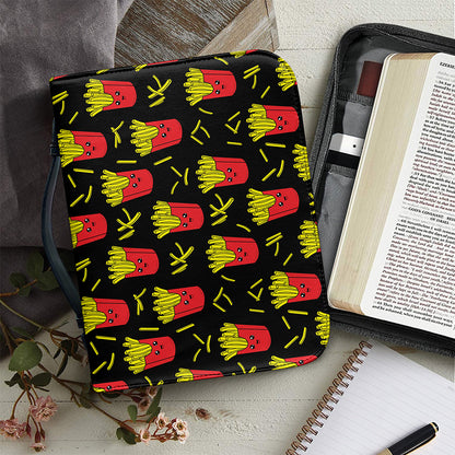 Cartoon French Fries Pattern Print Leather Bible Cover