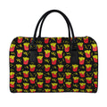 Cartoon French Fries Pattern Print Leather Duffel Bag