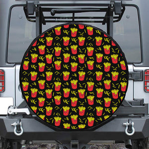 Cartoon French Fries Pattern Print Leather Spare Tire Cover