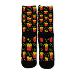 Cartoon French Fries Pattern Print Long Socks