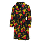 Cartoon French Fries Pattern Print Men's Bathrobe