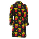 Cartoon French Fries Pattern Print Men's Bathrobe