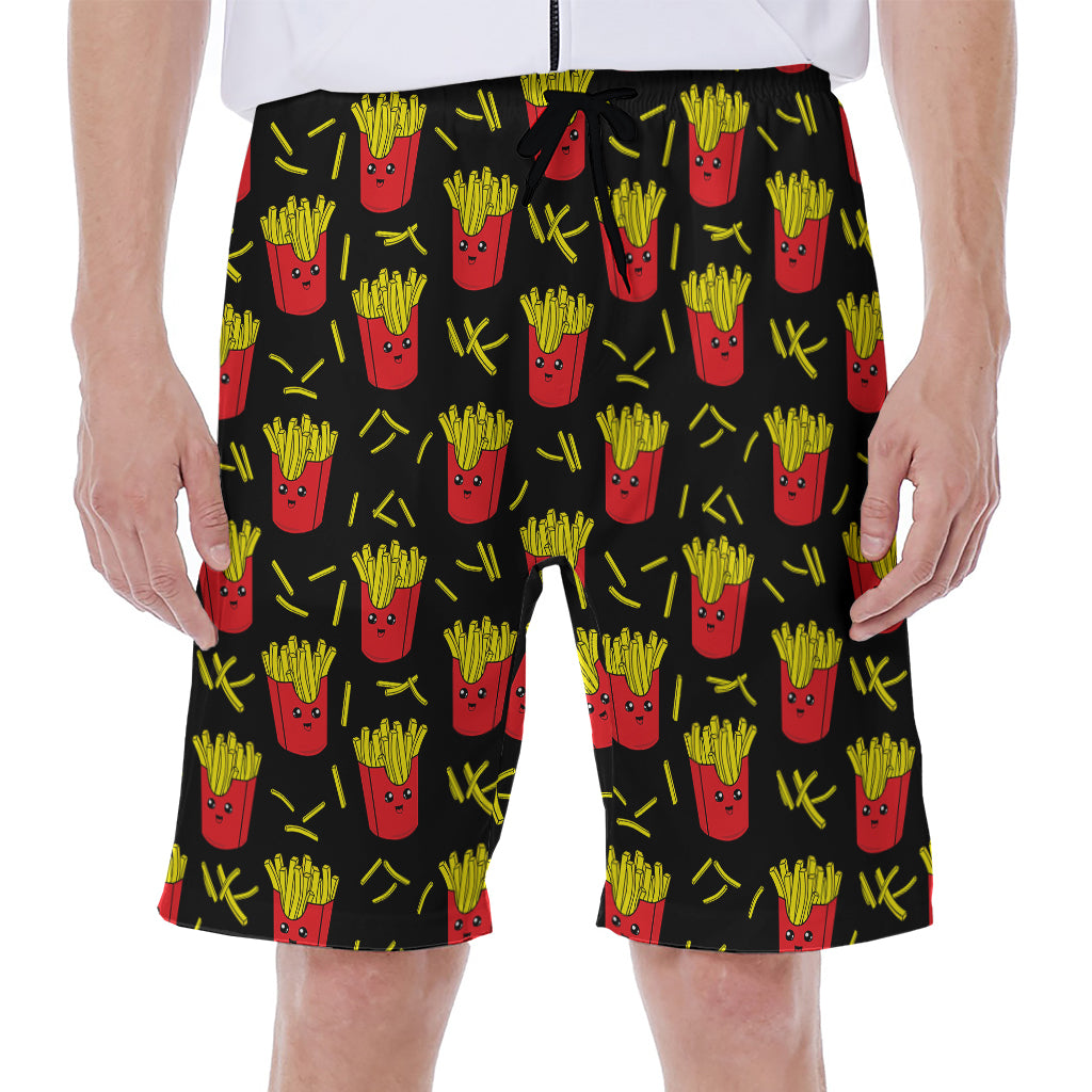 Cartoon French Fries Pattern Print Men's Beach Shorts