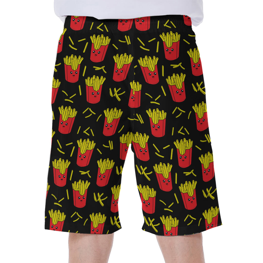 Cartoon French Fries Pattern Print Men's Beach Shorts