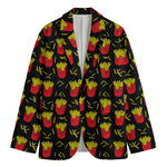 Cartoon French Fries Pattern Print Men's Blazer