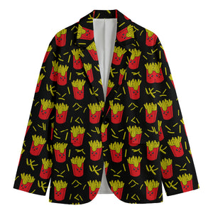 Cartoon French Fries Pattern Print Men's Blazer