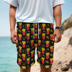 Cartoon French Fries Pattern Print Men's Cargo Shorts