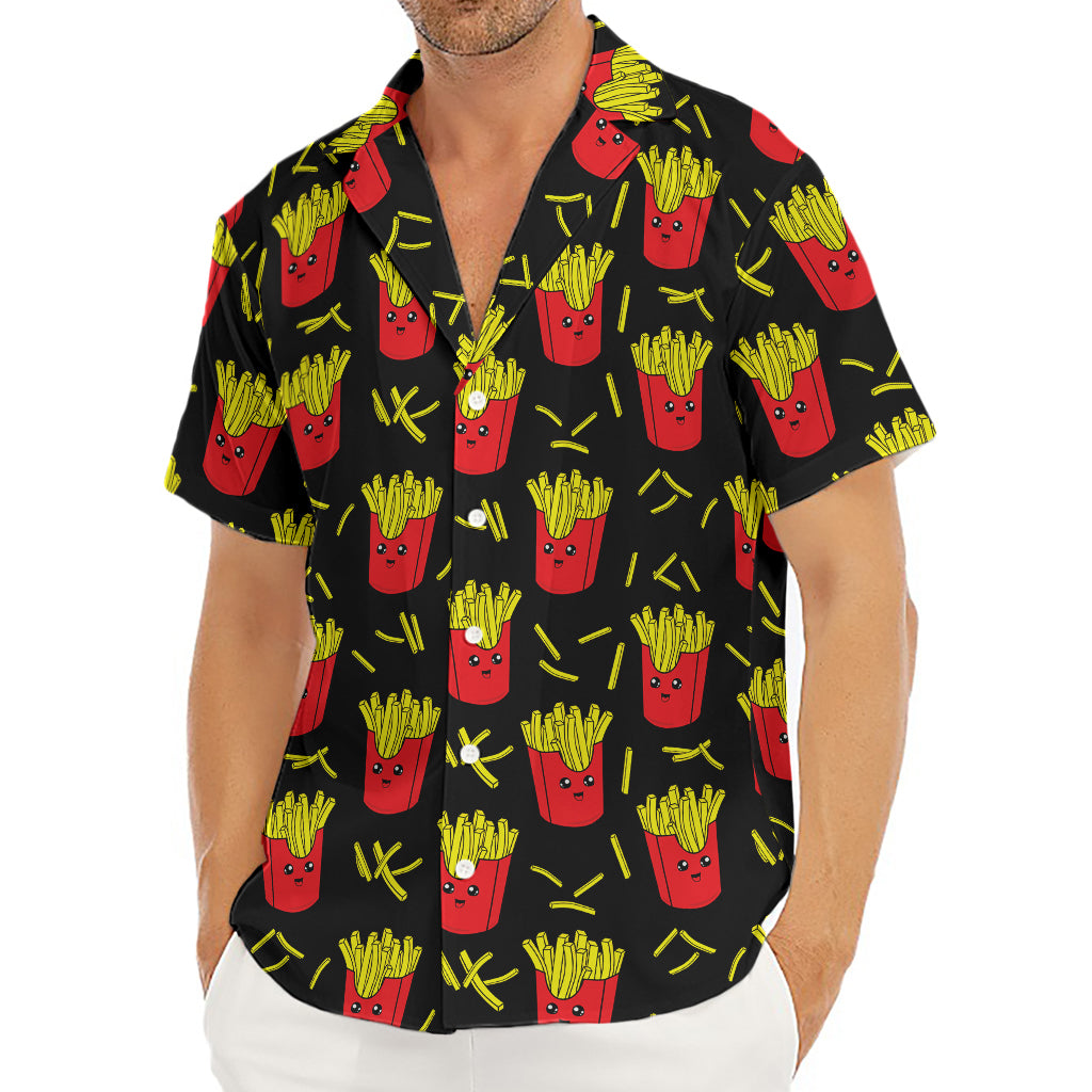 Cartoon French Fries Pattern Print Men's Deep V-Neck Shirt