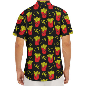 Cartoon French Fries Pattern Print Men's Deep V-Neck Shirt