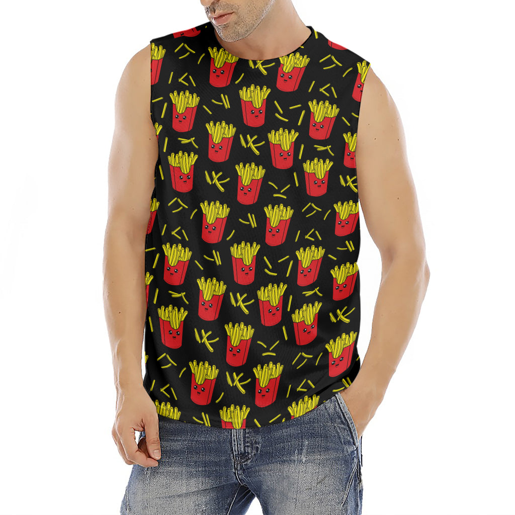 Cartoon French Fries Pattern Print Men's Fitness Tank Top