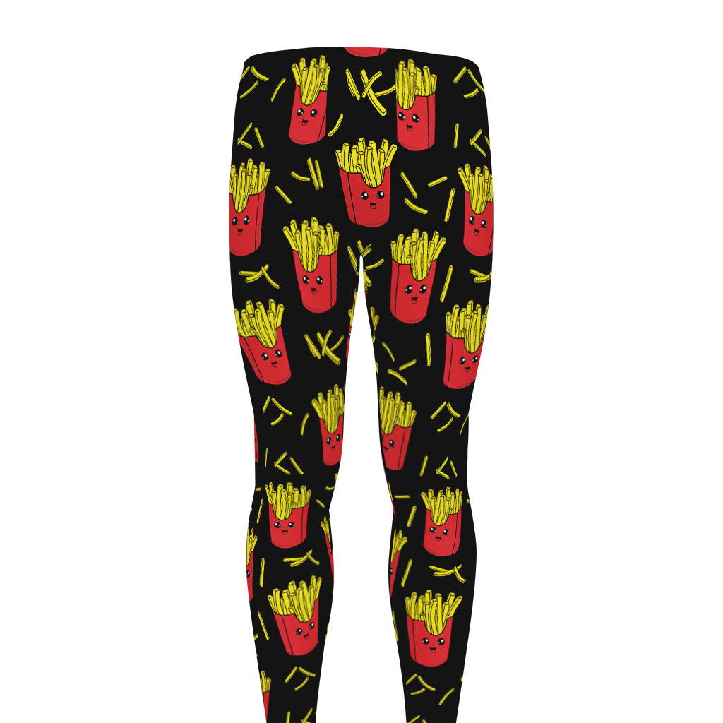 Cartoon French Fries Pattern Print Men's leggings