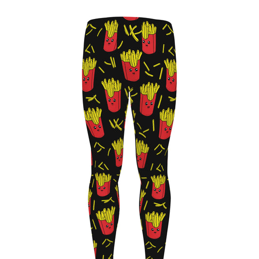 Cartoon French Fries Pattern Print Men's leggings