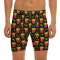 Cartoon French Fries Pattern Print Men's Long Boxer Briefs
