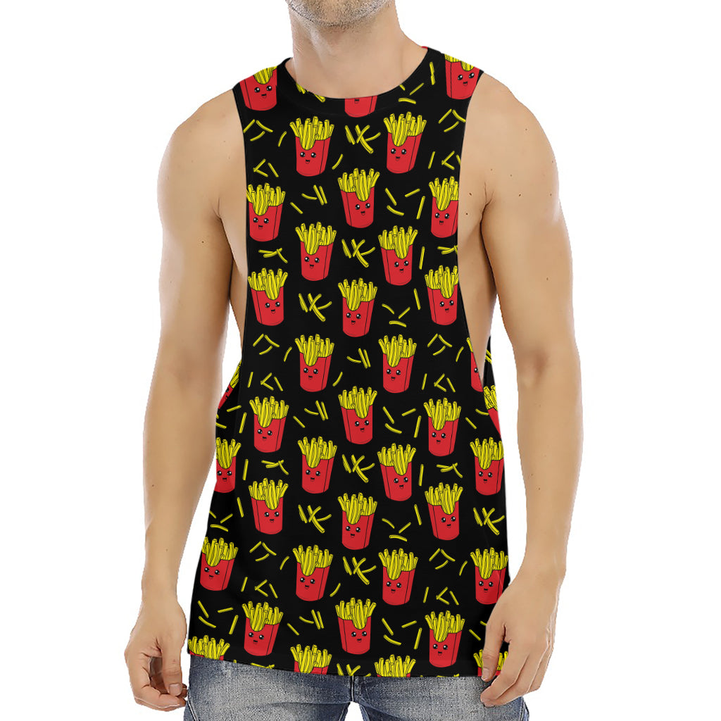 Cartoon French Fries Pattern Print Men's Muscle Tank Top