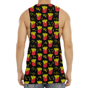 Cartoon French Fries Pattern Print Men's Muscle Tank Top