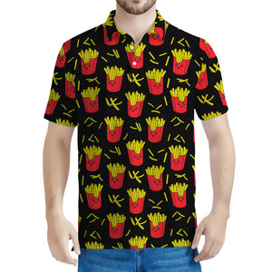 Cartoon French Fries Pattern Print Men's Polo Shirt