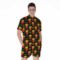 Cartoon French Fries Pattern Print Men's Romper