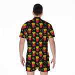 Cartoon French Fries Pattern Print Men's Rompers