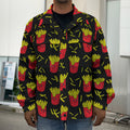 Cartoon French Fries Pattern Print Men's Shirt Jacket