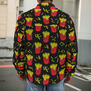 Cartoon French Fries Pattern Print Men's Shirt Jacket