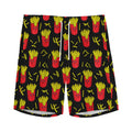 Cartoon French Fries Pattern Print Men's Athletic Shorts