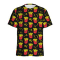 Cartoon French Fries Pattern Print Men's Athletic T-Shirt