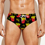 Cartoon French Fries Pattern Print Men's Swim Briefs