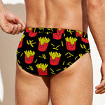 Cartoon French Fries Pattern Print Men's Swim Briefs