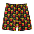 Cartoon French Fries Pattern Print Men's Swim Trunks