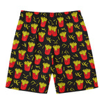 Cartoon French Fries Pattern Print Men's Swim Trunks